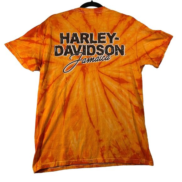 Harley Davidson Mens T Shirt Adult Medium M Orange Tie Dye Jamaica Short Sleeve - Picture 6 of 6